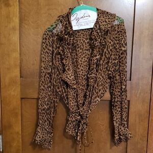 Leopard Print Ruffle Blouse